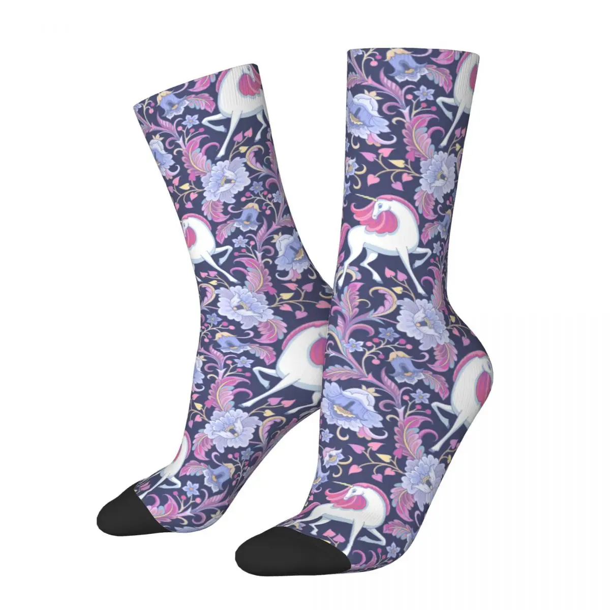 Happy Men's Socks Unicorns In Garden Retro Harajuku Hip Hop Novelty Pattern Crew Crazy Sock Gift Printed