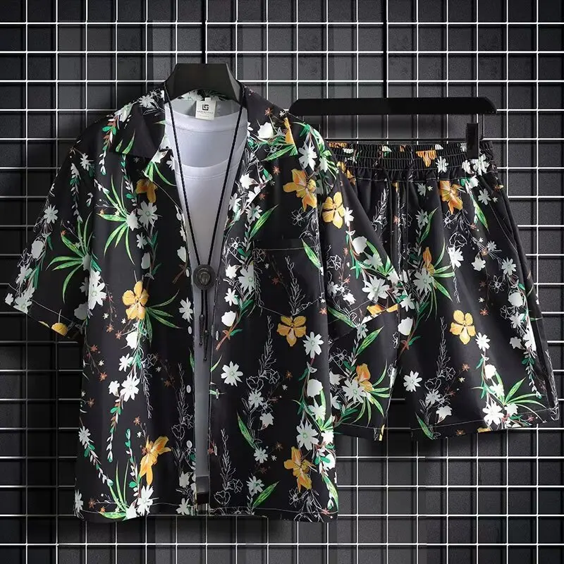 Hawaiian Beach Suit, Genderless Casual Shirt Shorts, Multi-color Optional
