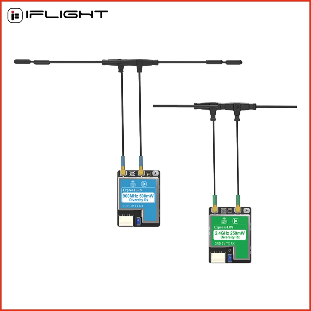 

iFlight 2,4 ГГц/900 МГц ExpressLRS ELRS Приемник True Diversity Приемник дальнего действия с двойной антенной