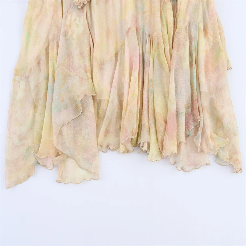 Modna, uniwersalna spódnica damska do pracy, nowy wzór 2025, drukowana, warstwowa, ozdobna długa spódnica, odzież damska, styl Y2k