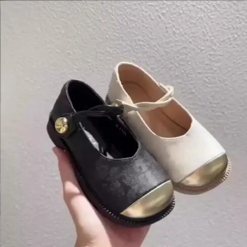 Girls' Leather Shoes With Soft Sole Square Mouth Sweet Stylish 2025 Autumn New Style Embroidered Chinese Style Girls' Princess S