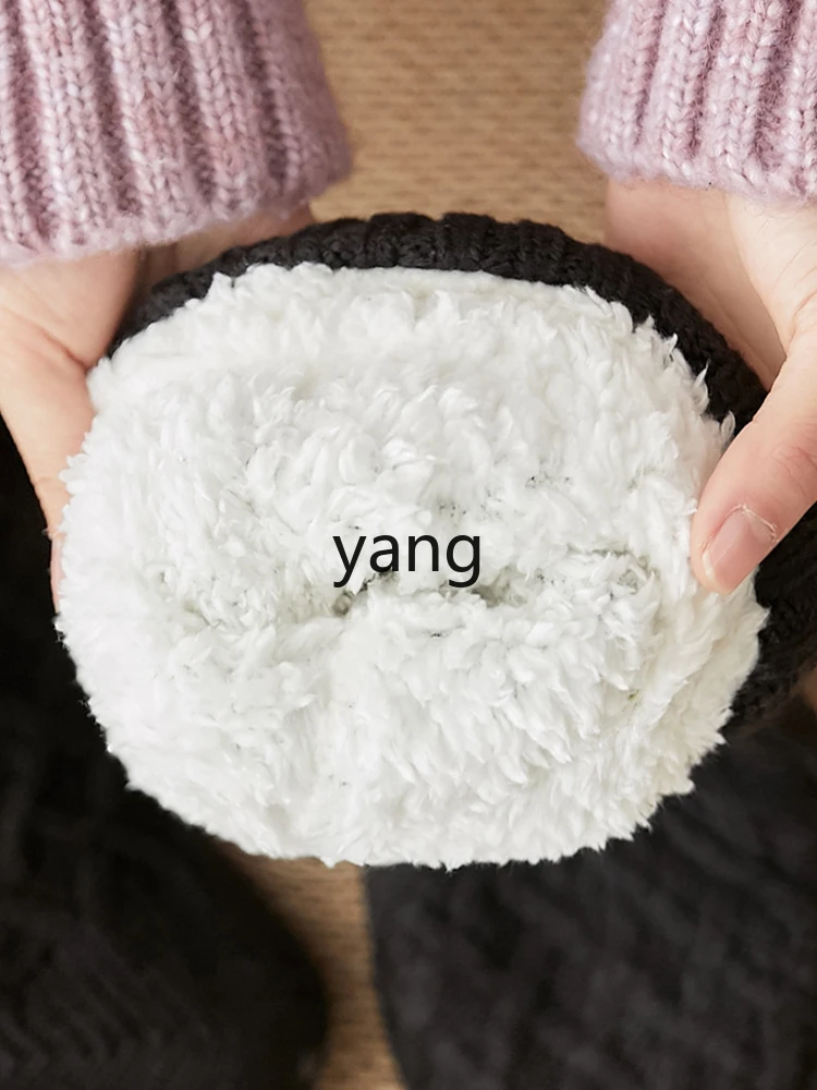 Yjq floor socks men's fleece thickened coral fleece medium tube home socks to keep warm