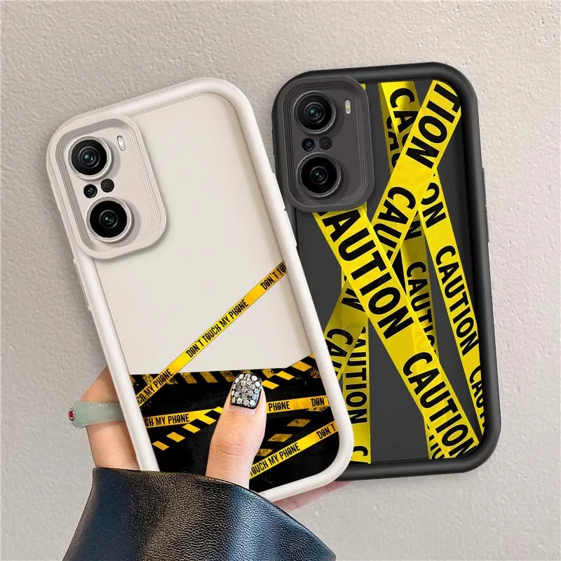 

Warning striped prohibited For Xiaomi Mi Poco X3 X4 X5 X6 M4 M5 M5s M6 F4 F5 F6 Pro GT Plus 5G Eye Ladder Cover Phone Case