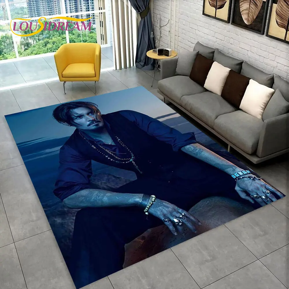 3D Printing Johnny Depp Series Area Rug,Carpet Rug for Home Living Room Bedroom Sofa Doormat Kitchen Decor,Non-slip Floor Mat HD