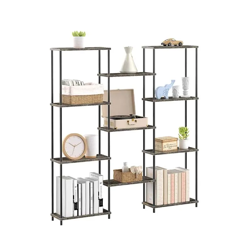 

Triple Wide 4 Tier Bookshelf,Industrial Style Bookcases with 11 Open Display Shelves,Storage Bookshelves Shelving Home Office