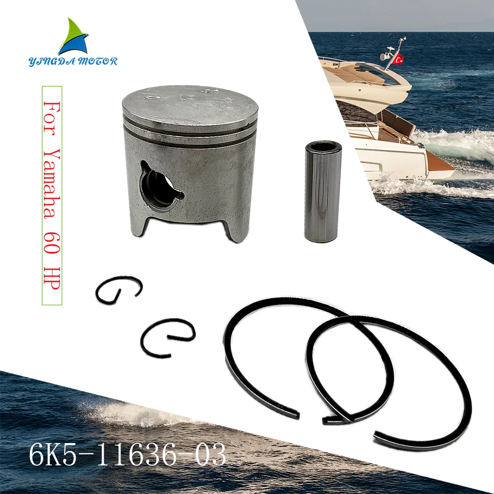 6K5-11636 Piston And Ring 6K5-11601-22 +050 For Yamaha Outboard Motor 2T 60HP 3CYL Parsun T60 6K5-11636-03;6H3-11601-22