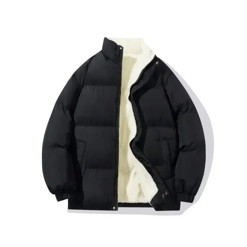Winter Jacket Men Streetwear Fleece Parkas Coat Male Loose Bubble Jacket Warm Stand Collar Coats Unisex Puffer New Clothes