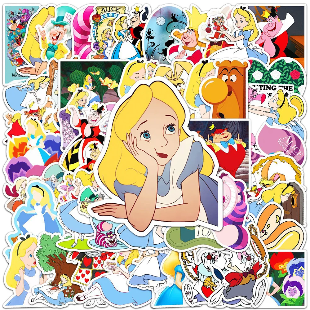 10/30/50pcs Disney Movie Alice in Wonderland Stickers Aesthetic Cartoon DIY Water Bottle Guitar Cute Stickers for Kids Girls