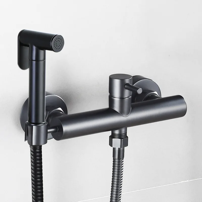 銅製高品質ポータブル壁掛け2穴温冷水クロムカラーバスルームスプレーヤー蛇口ミキサービデセット