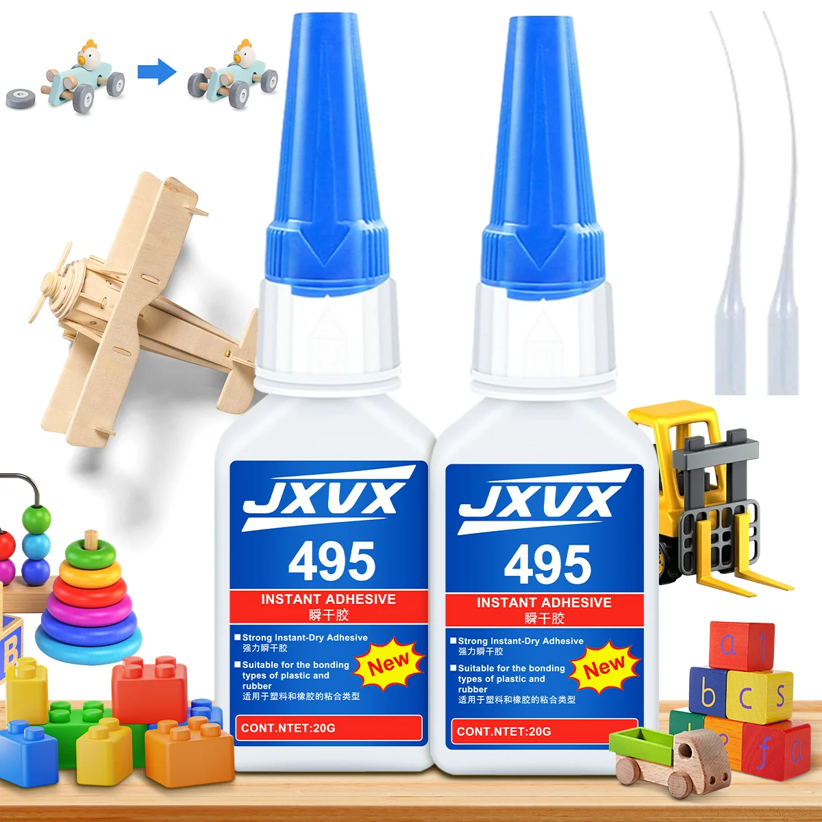 495 غراء فائق القوة غراء سائل متعدد الأغراض 20 جرام أداة غراء سريعة الجفاف ملصق تيار متردد شفاف للمعادن والبلاستيك والخشب والسيراميك والزجاج وإصلاحها بنفسك سهل الاستخدام