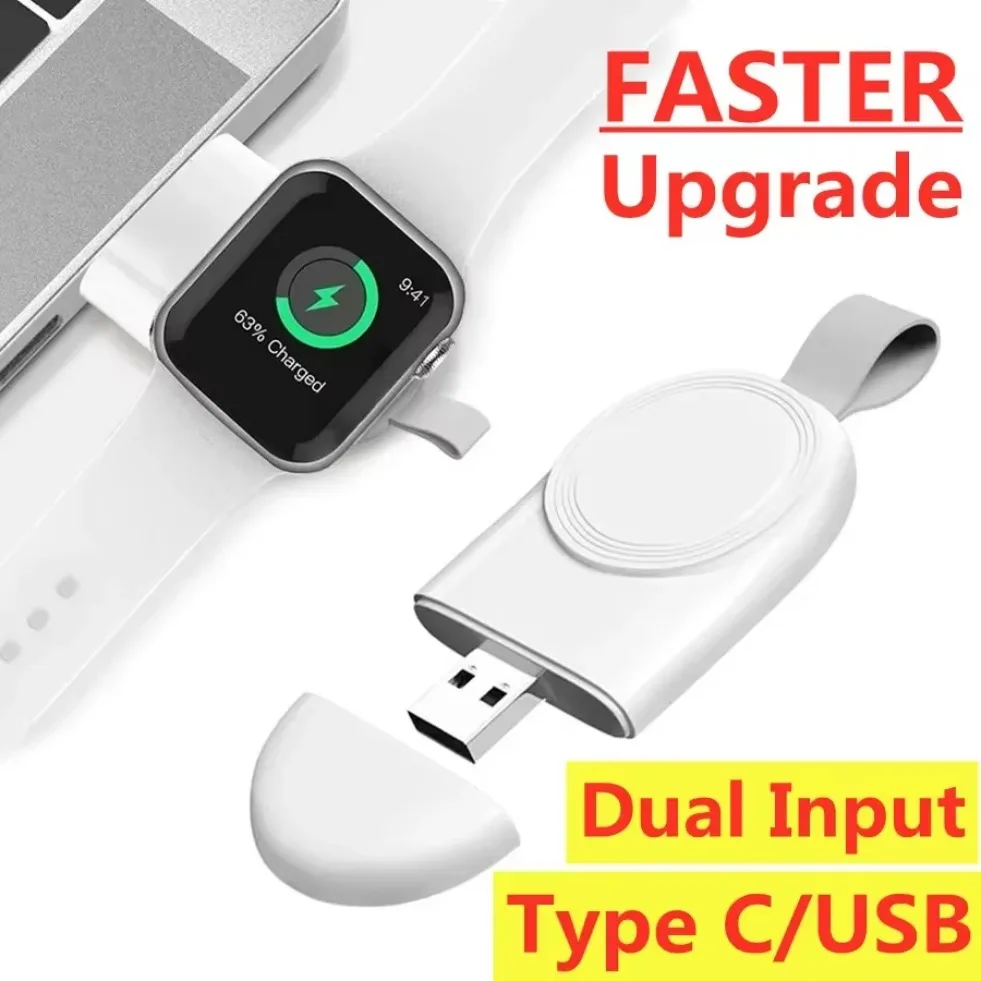 Dual Input Watch Magnetic Wireless Charger For Apple Watch series iWatch 10 9 8 7 6 5 4 SE Portable 