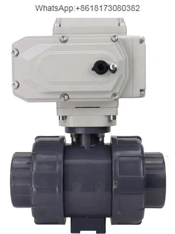 Electric UPVC ball valve Q911F-10/16S hot melt acid and alkali resistant chemical double union DN15-100