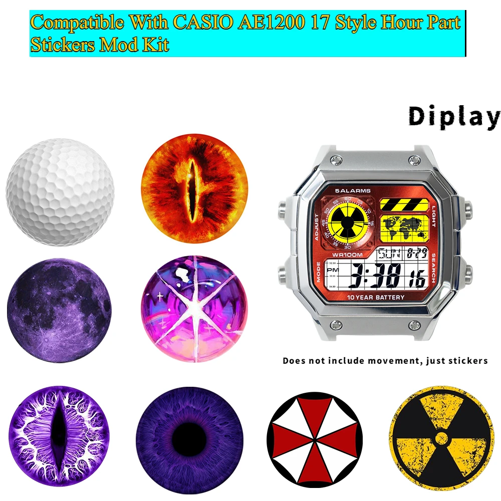 Compatible with CASIO AE1200 17 Style Hour Part Stickers Decals High Definition  3299 Module Mod Kit