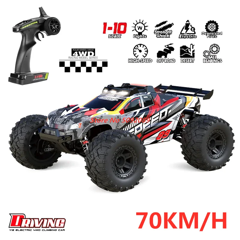 70KM/H 1:10 High-SpeedRemote Control Drift Racing Car 2.4G 4WD Alloy Metal Auxiliary Wheel 4WD Lighting RC Truck Car Toys  Model