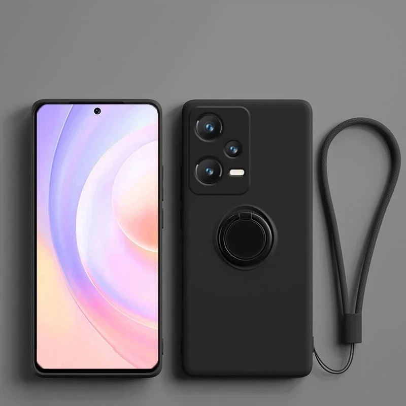 Flüssigsilikonhülle für Xiaomi 14T 13T 12T 11T Redmi Note 15 14 13 12 11 10 Pro Plus + 5G 11S 5G mit Ringhalterung – Detail 5