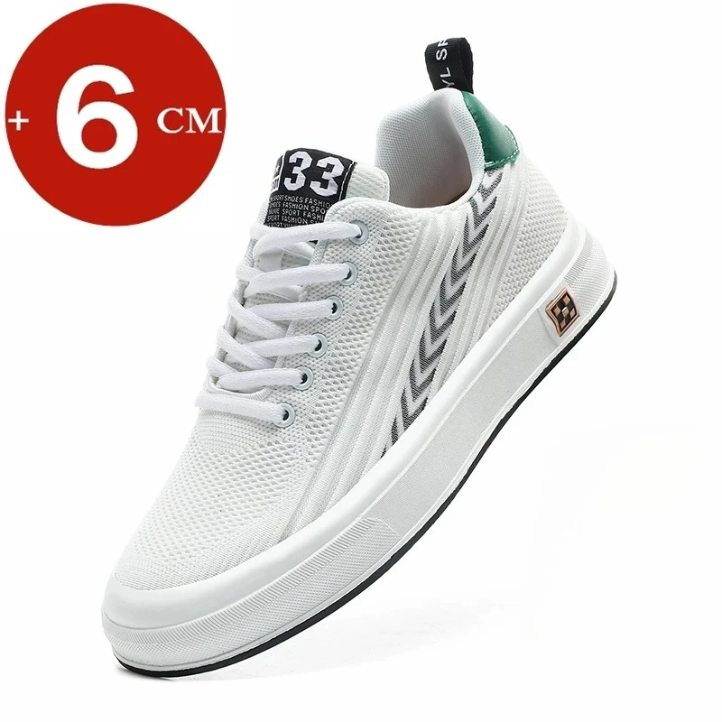

New Big Size Elevator Shoes Lift Men Sneakers Heightening Shoes Height Increase Shoes Insoles 6CM Man Daily Fashion Causal Sport