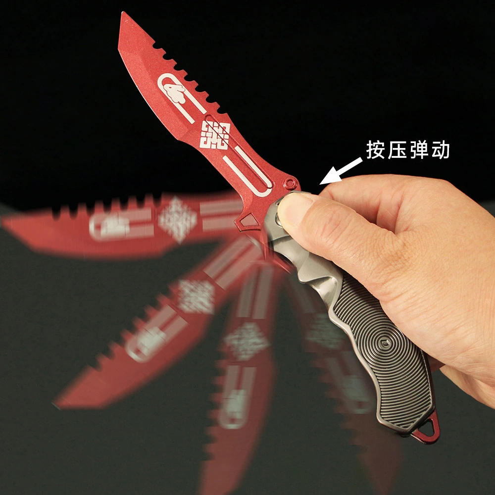 27cm 토끼 접이식 칼 게임 ARENA 브레이크 아웃: INFINTE 모든 금속 모델 복제 소품 군사 Tainning 칼 안전 블레이드 완구