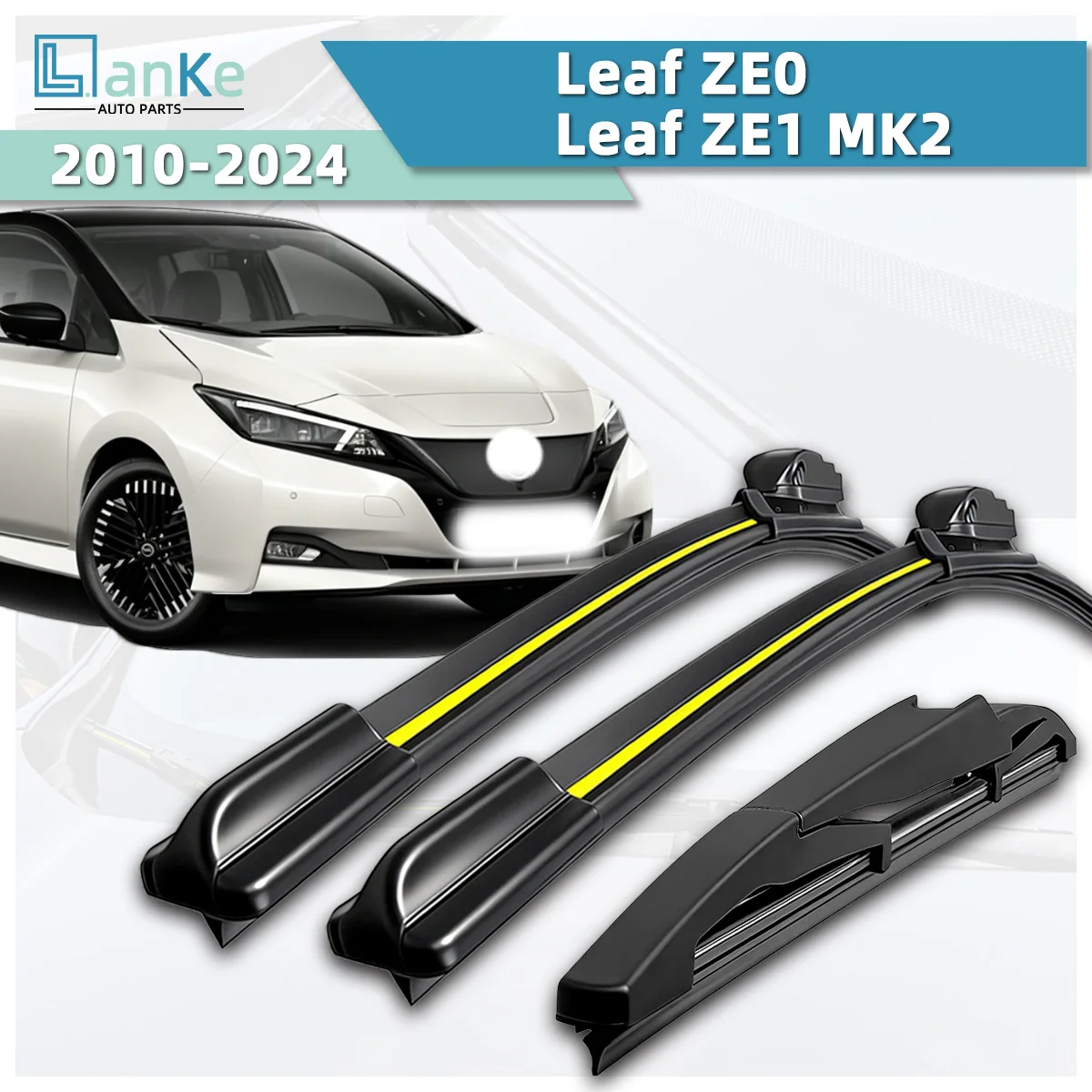 

Lanke Wiper Fit For Nissan Leaf ZE0/ Leaf ZE1 MK2 (2010-2024) Natural Rubber Strip Boneless Car Windshield Wiper Auto Parts