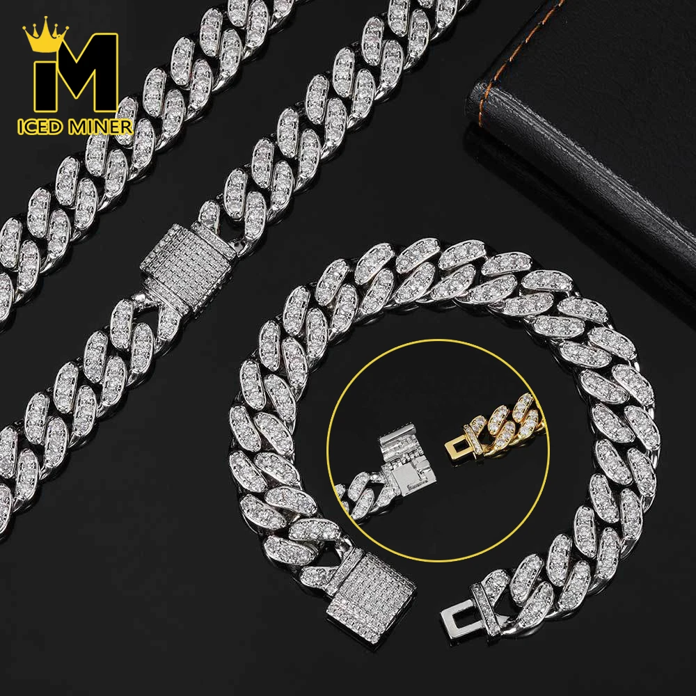 IM 12mm 1 Row Zircon Cuban Chain Chain Necklaces for Men Women Hip Hop Miami Chain Jewelry Free Shipping