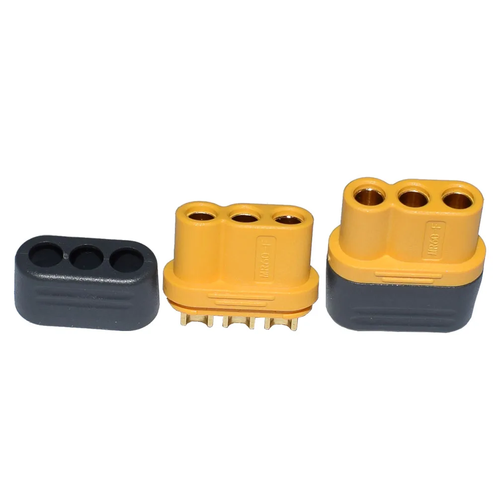 Amass MR60 MR60 Male W/Protector Cover 3.5mm 3 Core Connector T Plug Interface Connector Sheathed for RC Model (5 Pair/10 Pair)