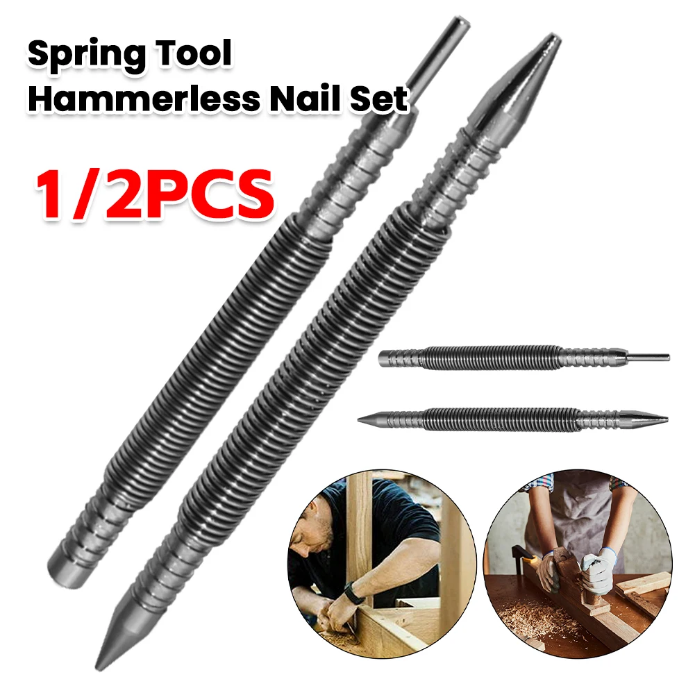 1/2 pçs ferramenta de mola conjunto de unhas sem martelo cabeça dupla 1/16 & 3/332 polegada centro pino perfurador metal carpintaria broca centro buracos perfurador