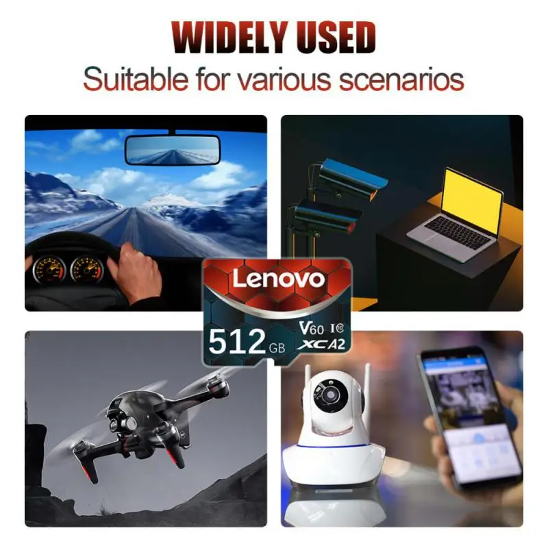 Lenovo Micro Tf Sd Kaarten 512Gb 256Gb Sd Geheugenkaart Klasse 10 Hoge Snelheid 128Gb 512Gb A2 U3 4K Hd Tf Flash Kaart Voor Telefoon/Camera