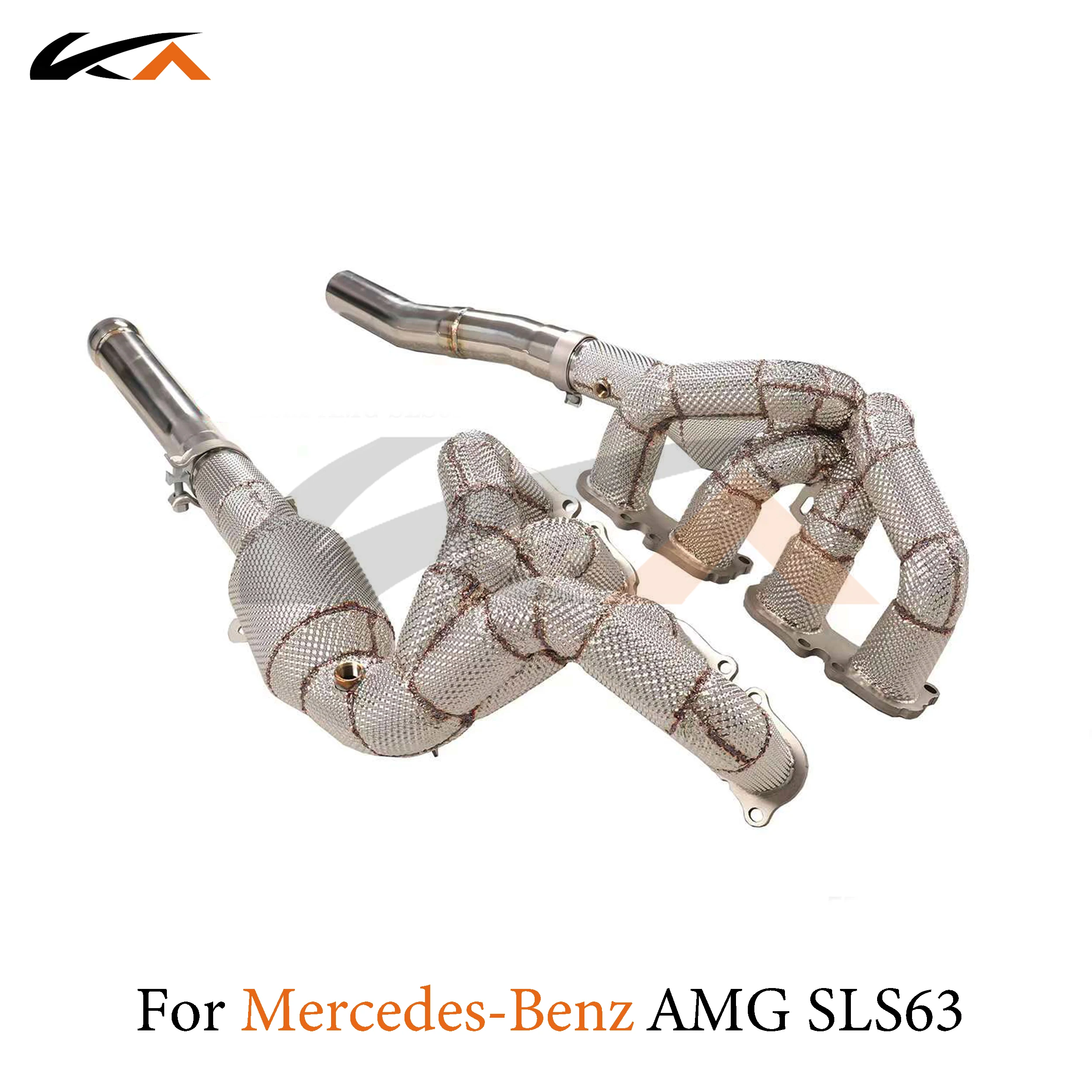 KA Tuning manifold exhaust system stainless steel headers for Mercedes benz AMG SLS63 6.2 performance part heat shield catalysis