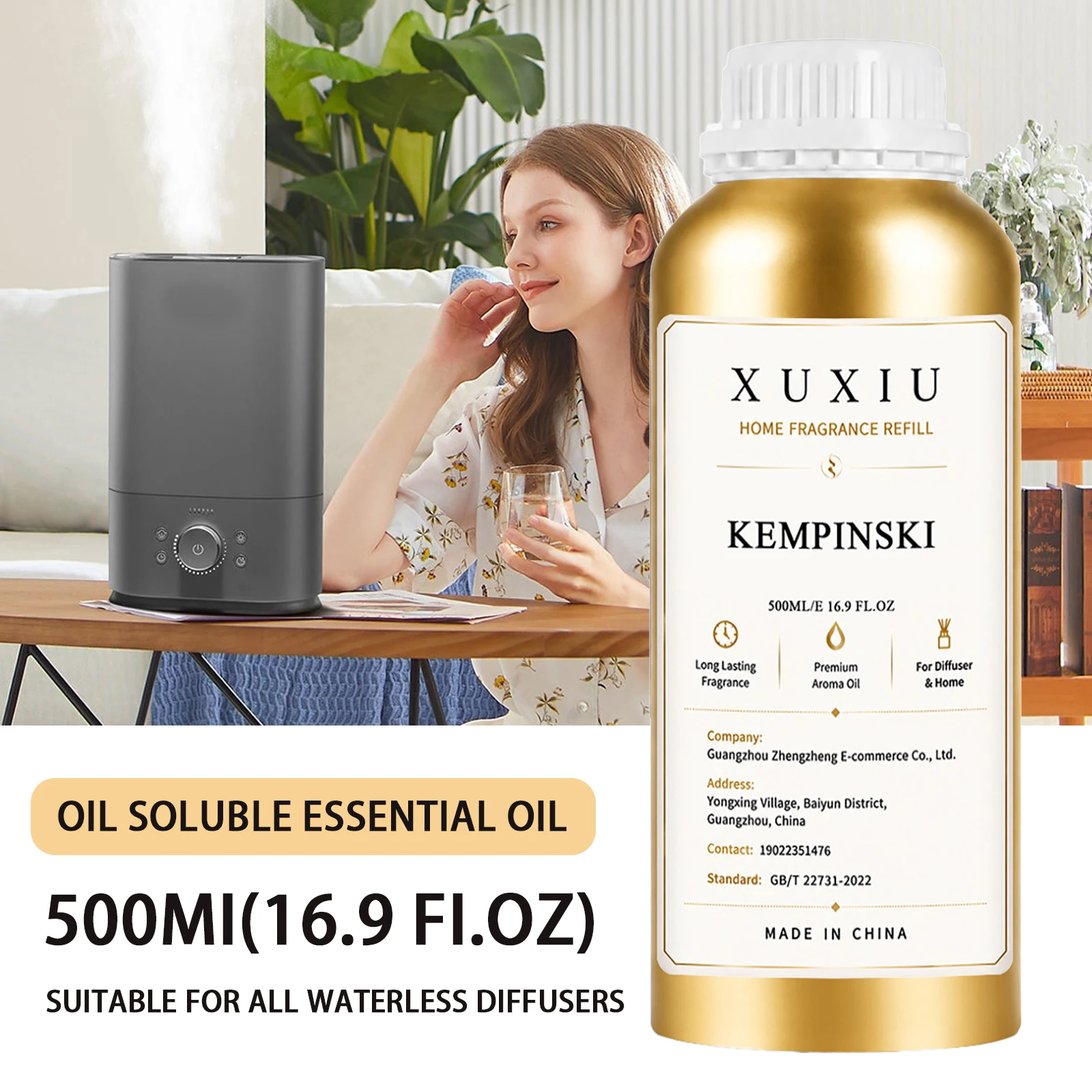Fire‑Free Oil‑Based Essential Oil Refill Liquid 500ML, Long‑Lasting Scent for Indoor, Home, Bedroom, Hotel Use