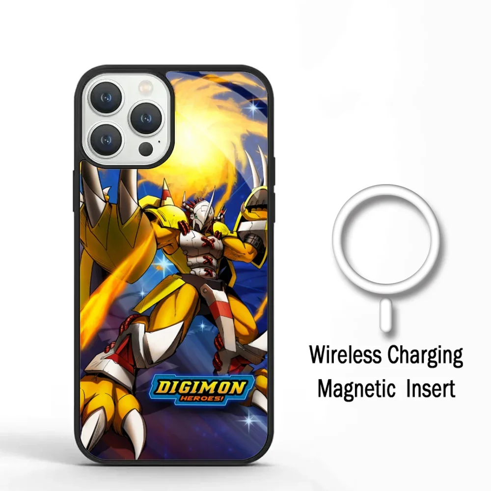 Anime Digital Monster Digimon Phone Case For IPhone 11 12 13 14 15 Plus Pro Max Mirror Acrylic For Magsafe Wireless Charging