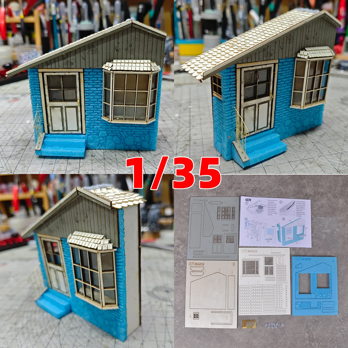 

Assembly Architectural model sand table single-family home bungalow Rural housing house diorama Scale model kit 1/35 1/32