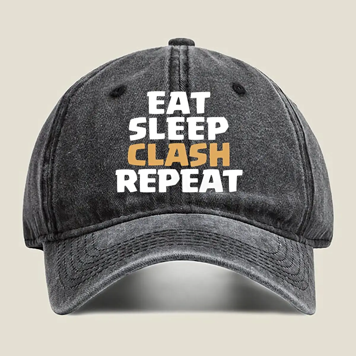 

Образ жизни «Eat Sleep Clash Repeat» - тематическая графика для света - сердцевидная - и - культурная - тематическая стираная бейсболка