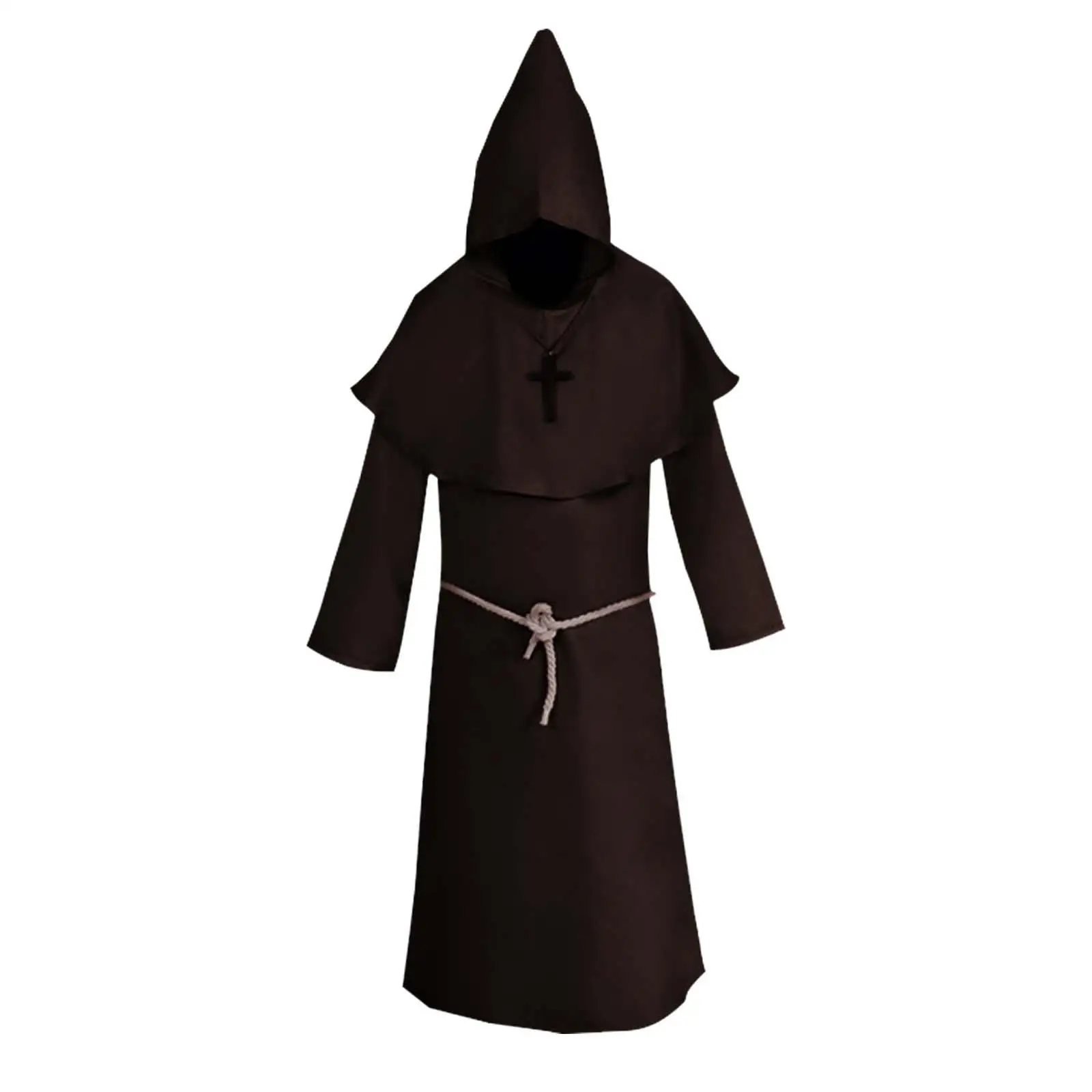 Friar Medieval Robe Wizard Uniform Medieval Monk Robe Friar Cloak Priest Robe for Punk Party Stage Performance Easter Men