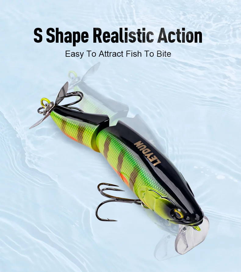 LEYDUN JACK Pro Minnow Angelköder Schwimmend mit Rotierendem Schwanz 105mm 28g Harte Köder Geräuschesystem Wobbler für Barsch und Hecht – Detail 4