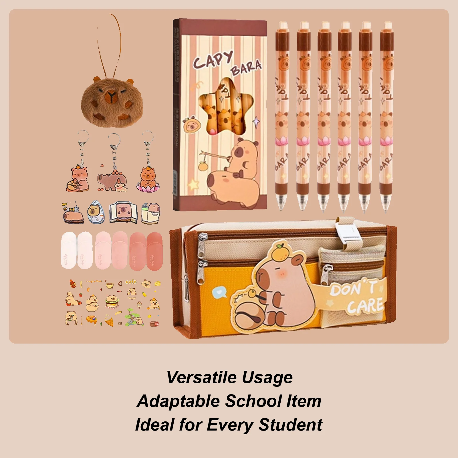 

Сумка-карандаш для школы, набор канцелярских принадлежностей с несколькими отделениями, милая сумка-карандаш с капибарой и принадлежностями для студентов и мальчиков