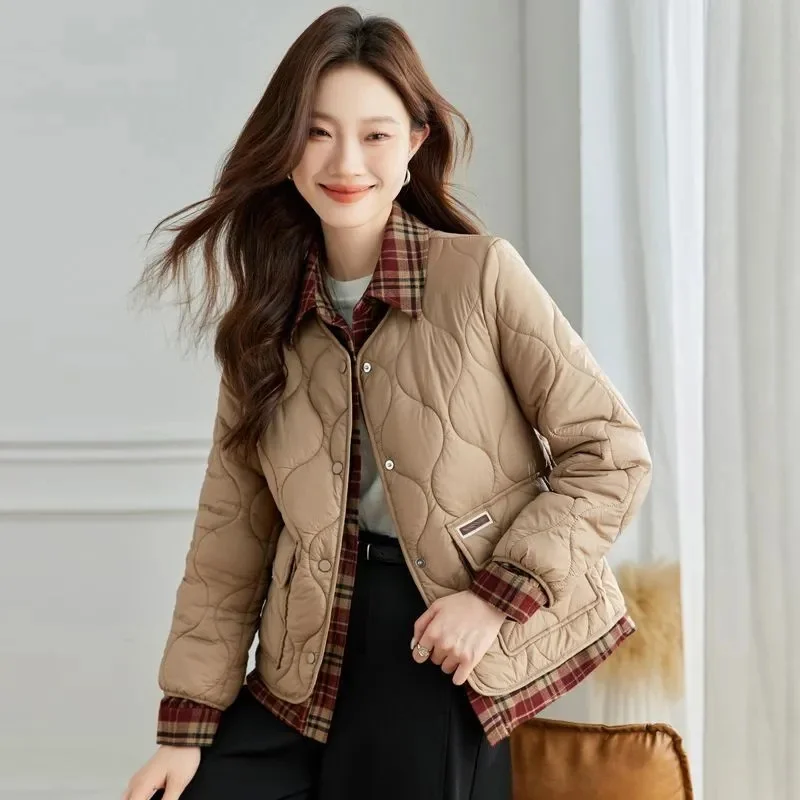 

Autumn Winter Women stitching Fake two Jacket New Fashion Cotton Padded Jacket Parka Female light Loose Warm Snow Wear Coats