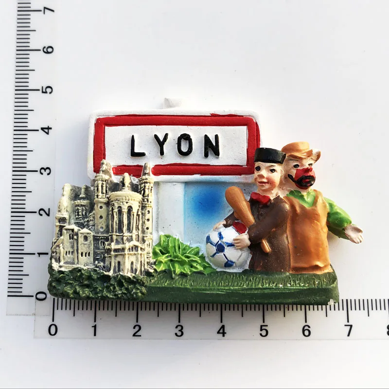 French Lyon Fridge Magnet cultural landscape message stickers, tourist souvenirs, resin craft decorations