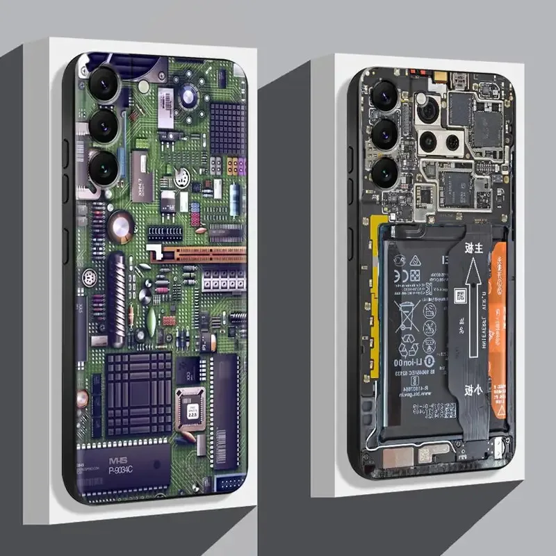 Placa de circuito da placa-mãe preto macio caso capa do telefone para samsung galaxy a35 a51 a73 a36 a32 a23 a53 a41 a22 a52 a26 a72 a25 a71