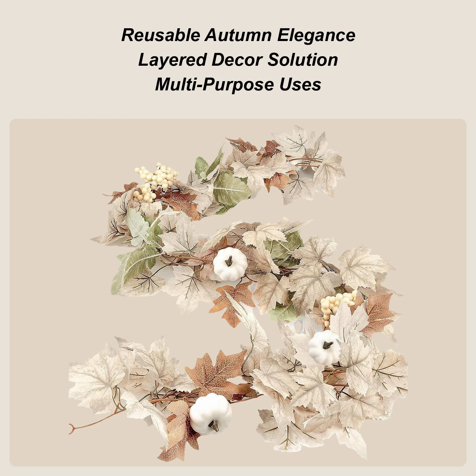 

Осенняя гирлянда с листьями 5,9 футов, гирлянда из белой тыквы на Хэллоуин с ягодами, домашний декор для костра, стола, двора, фестиваля, крыльца, ворота