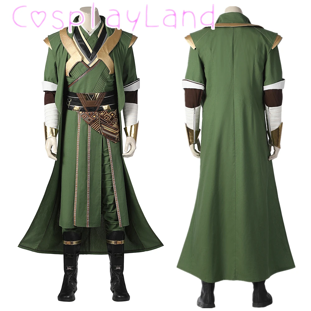 고품질 슈퍼 히어로 사용자 정의 Madness Cosplay Mordo Costume Baron 복장 녹색 남성 정장 부츠와 함께