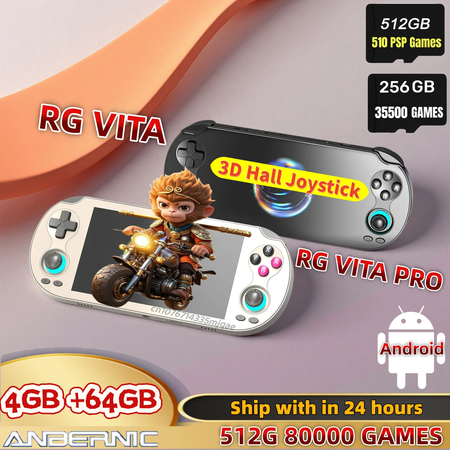 

Портативная игровая консоль ANBERNIC RG VITA / RG VITA Pro, 5000 мАч, Android, поддержка Bluetooth, AI-стриминг, RixelHK