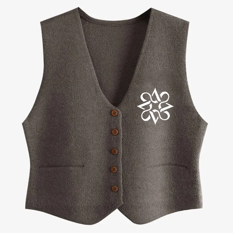 St ANDREWS-suéter de punto para mujer, chaleco interior con cuello en V y una hilera de botones, cárdigans recortados