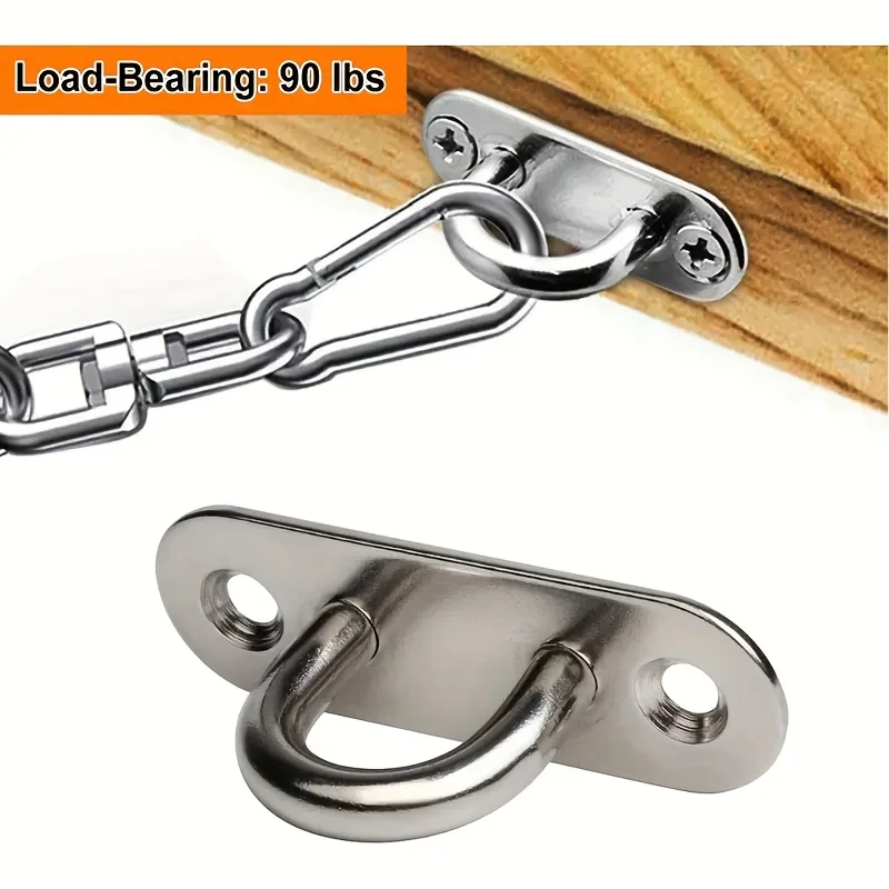 10x Edelstahl-Schraubhaken und 20x Befestigungsschrauben, M5-Ösenplatte mit Ring, für Schiffsausrüstung, Deckenwandbehänge – Detail 3