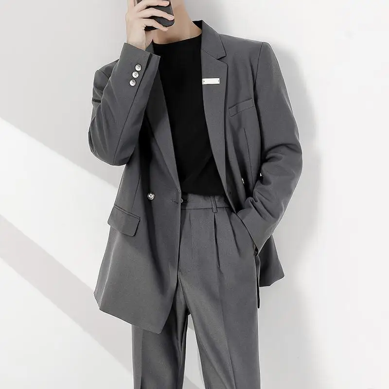 2-A68  Internet celebrity fashion casual suit men ins light mature style high-end loose suuth business two-piece suit