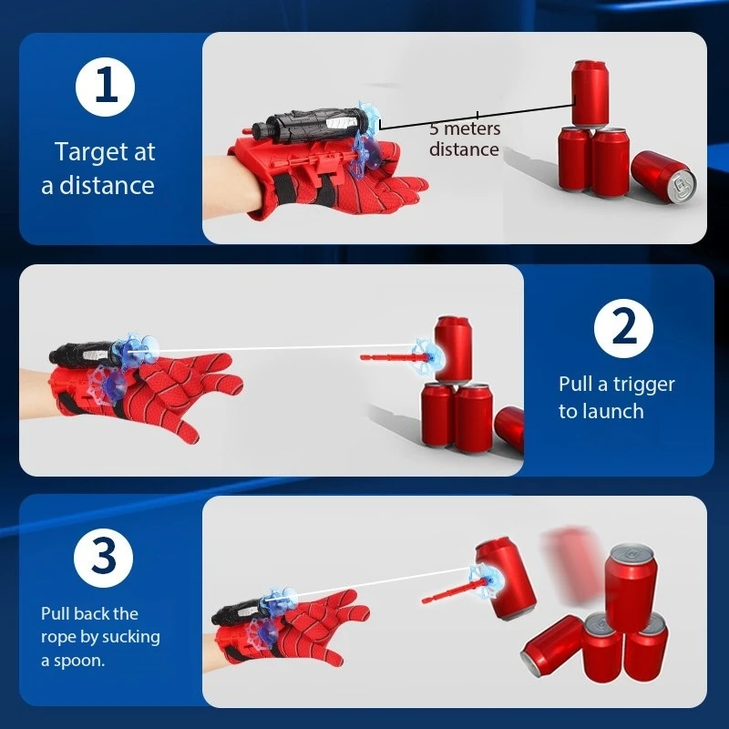 アニメキャラクタースパイダーマンヒーローリストランチャースパイダーマンソフト弾丸銃射撃カップカタパルトおもちゃ子供の誕生日プレゼント