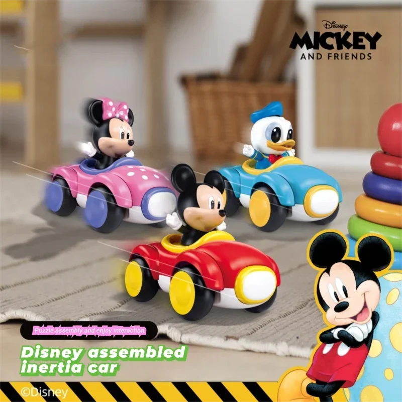 

Disney Микки Минни Дональд Дак сборка инерционный автомобиль строительные блоки игрушки мультфильм инерционная модель автомобиля дети DIY игрушки праздничные подарки