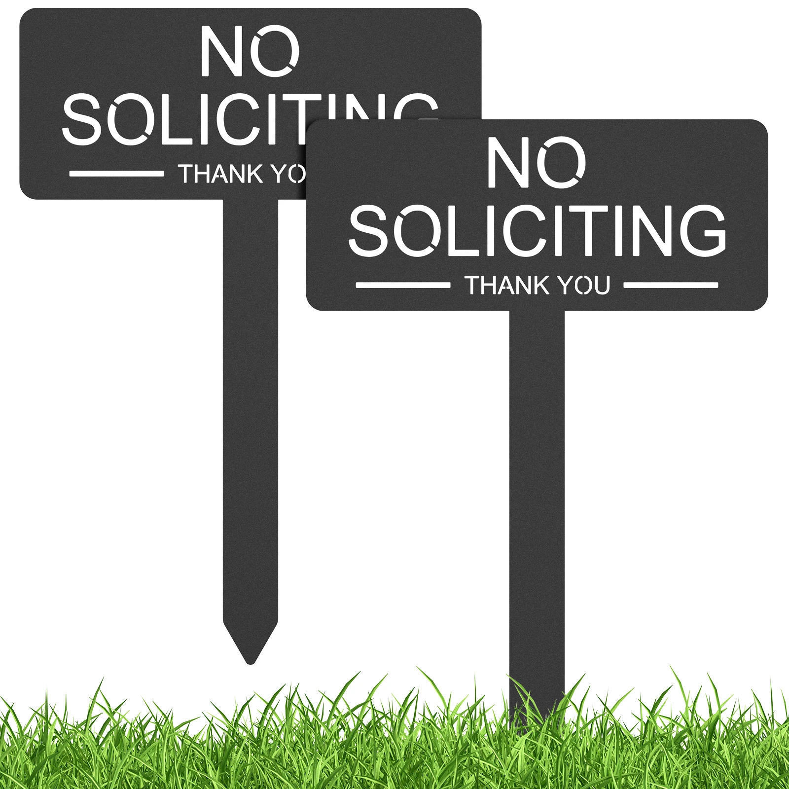 2Pcs Metal No Soliciting Yard Sign Modern House Boundary Sign Clear ...