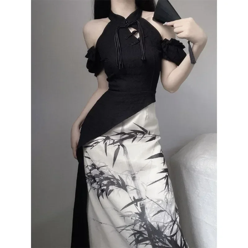 

Chinese Traditional Improved Qipao Dress Cheongsam Chi-pao Women's Summer Sexy High End Temperament Slim Design Feeling Dress