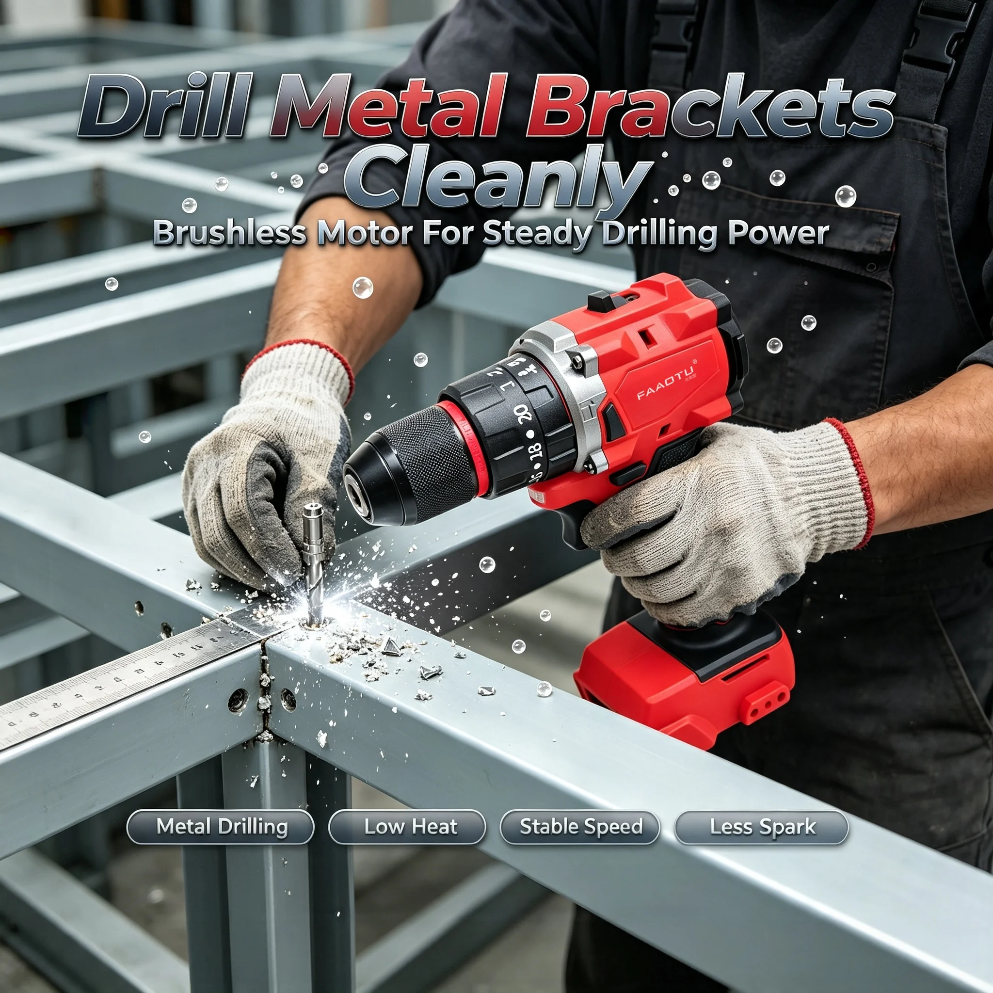 FAAOTU 10mm Brushless Drill Same Contour & Operation As MWQ Cordless Drill Bare Tool No Battery Suitable for MWQ 18V battery