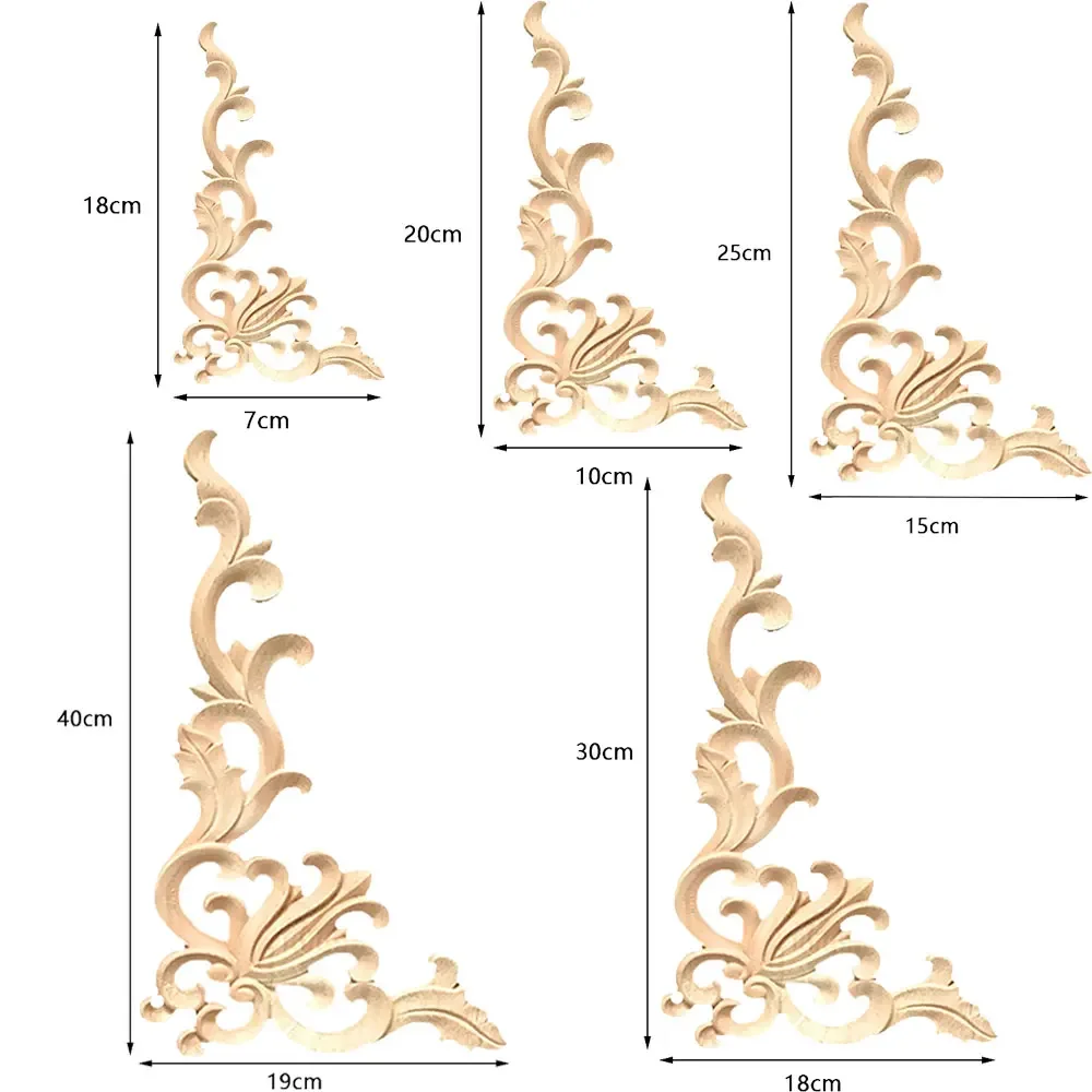 2/4 Pcs Woodcarving Furniture Vintage Home Decor Garden Decor Accessories Solid Wood Applique Carved Flower Miniature Sculptures