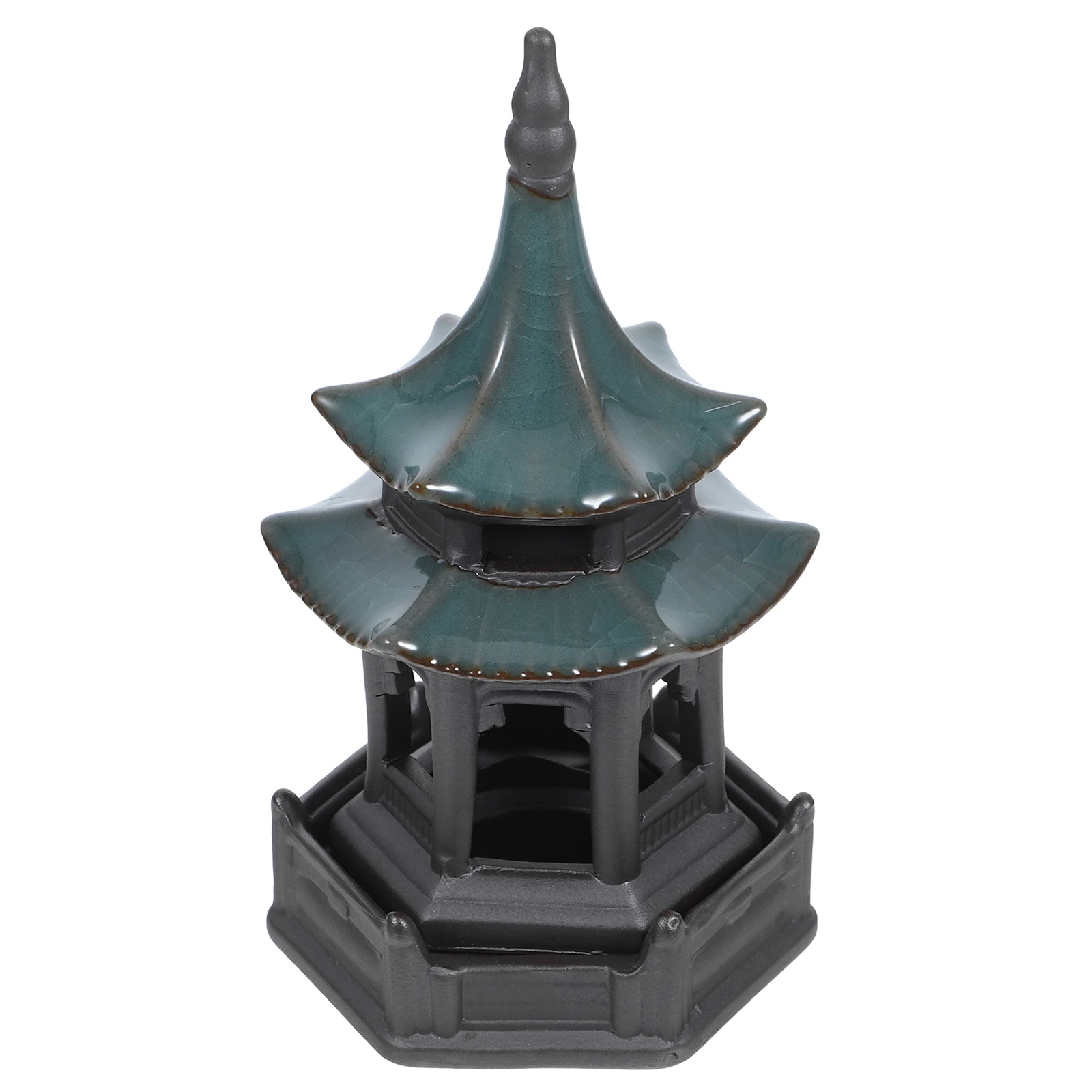 

Hexagon Pavilion Incense Burner Ceramic Censer Decor Elegant Design Easy Clean Desk Bookshelf Aromatic Atmosphere